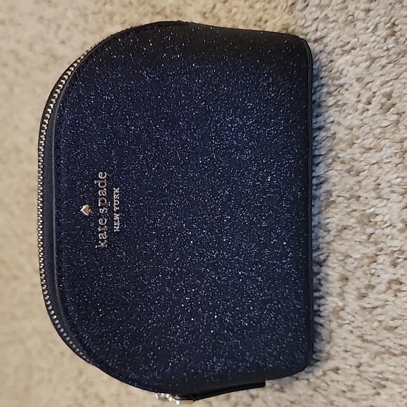 Kate Spade Black Glittery Gold Trim Make Up Bag - Picture 5 of 5